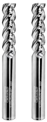 WEXWE Tools Finishing Carbide End Mill for Aluminum Cutting, Milling High Glossy Surface, U-Type Design Square Milling Cutter, 3 Flute Mill Bits Sets ，1/4 Shank (1/4-2.5 2PCS)