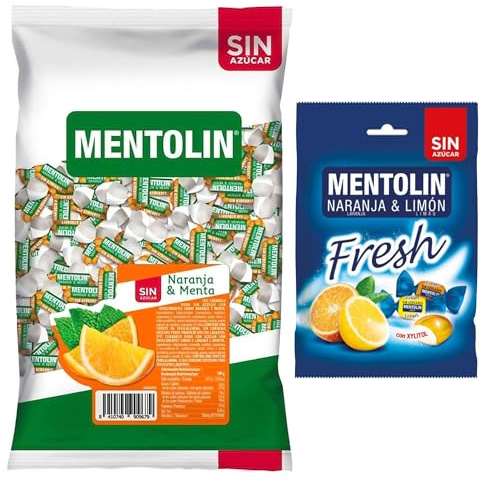 Mentolín caramelos garganta naranja s/a bolsa 1kg y de regalo fresh s/a bolsa 100g