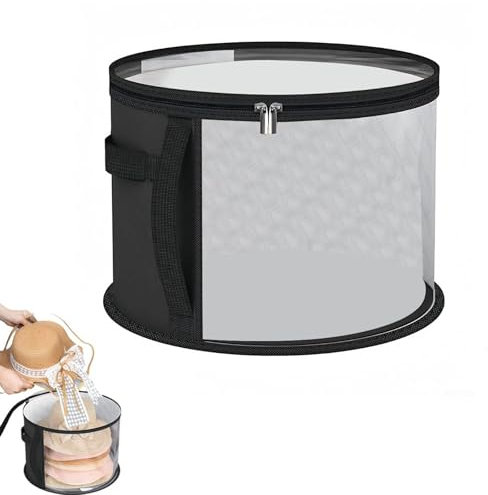 Cowboy - Scatola con cappello, rotonda, con coperchio, per riporre le donne, 42 x 42 x 26 cm, colore nero, ideale per casa, viaggi e molto altro ancora, trasparente da cowboy