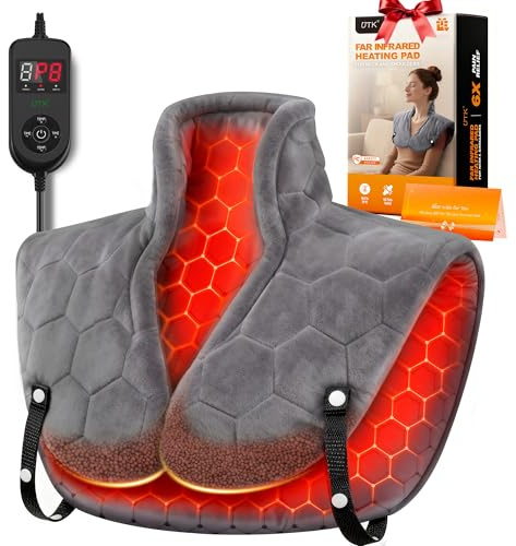 UTK Neck and Shoulder Heat Pad, Gifts for Women, 30s Fast Heat, Up to 70°C, 6X Deeper Pain Relief, 0.87kg Far Infrared Heating Pad with Shoulder Strap, Christmas Gift s, Birthday Gifts for Women