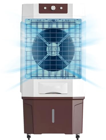 Enfriador de aire industrial con alto flujo de aire, tanque de agua grande y bolsa de hielo para una refrigeración eficiente en garajes, patios y fábricas