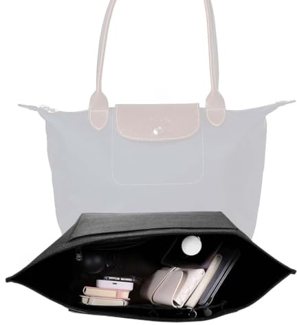 HABNI Organisateur De Sac Longchamp L Multi-Poches En Feutre Noir Pour Sac À Main Pliage 1 Pièce