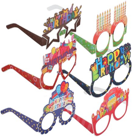 FUNNETOYU 24 St Födelsedagsglasögon i Papper för Festtillbehör och Bekväma Maskeraddräkter Roliga Glasögon för Födelsedagsfirande och Fotoaccessoarer