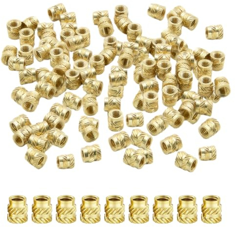 ALLY-MAGIC Gewindeeinsatz 3D Druck, Einschmelzgewinde M4x6x6 mm, 50 Stück Einpressmuttern Messingmuttern Gewindeeinsatz für 3D-Druckkomponenten und Kunststoffteile E23-LWQJ50