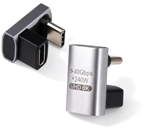 Bpzmm 2 Piezas Adaptador USB C en ángulo de 180 Grados, USB C Macho en Forma de U a Tipo-c Hembra con Carga Rápida 240 W, Datos de 40 Gbps y Video 8K para Steam Deck Laptop y Tablet