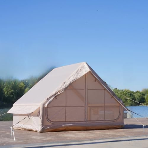 Bärbart vattentätt, 300 x 210 x 200 cm stort uppblåsbart stughus-campingtält för utomhusbruk med pump för 2–3 personer
