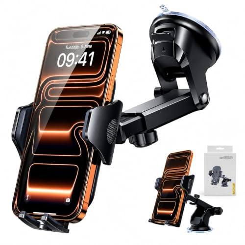 Car Phone Holder,Upgraded Version with Strong Suction Power,Adjustable Car Phone Mount 360° Rotation for Dashboard/Windscreen,Phone Cradle, Phone Holder for all 4.0''-7.0'' Phones