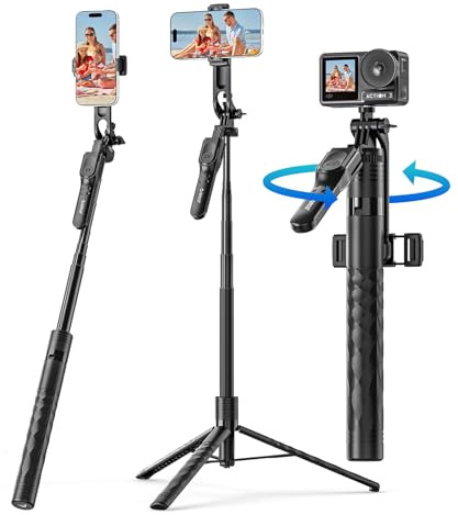 ORICO 69 Phone Tripod & Selfie Stick - 360° Rotatable Handle + Phone Holder for Multi-Angle Shooting, Wireless Remote, Extendable Stand for iPhone/Android/Camera/GoPro, Travel/Vlog/Recording - SPM175