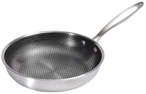 VALICLUD Padella Antiaderente in Acciaio Inox 26 CM Manico Lungo Padella per Cucinare Uova e Bistecche Pentola da Cucina Resistente al Calore per Fornelli a Induzione e Uso Quotidiano
