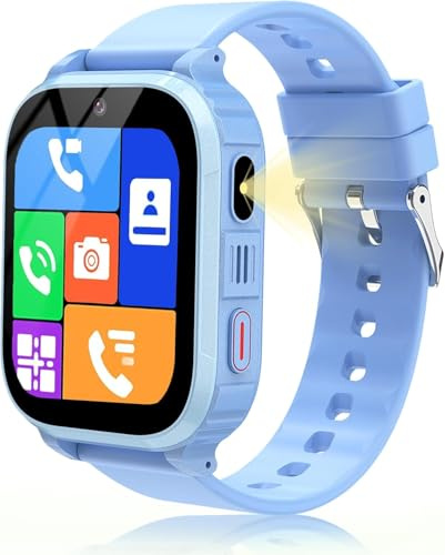 GPS Montre Connectée Enfant, 4G Montre GPS Enfant avec Appel/Chat/Vidéo/WiFi/GPS Localisation, SOS, Mode Classe, Réveil, Jeux, 10 Contacts, IP68 Smartwatch Ado Bracelet Tracker Cadeau d'anniversaire