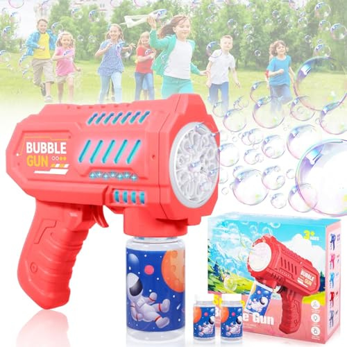 Automatisk bubbelmaskin, LED-bubbelpistoler för barn med flaskor 60 ml bubbelvätska