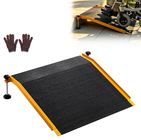 VEVOR Rampe de Seuil 670x810 mm, Rampe de Chargement en Aluminium pour Fauteuil Roulant, Hauteur Réglable, Antidérapante, Capacité de Charge 181,4 kg, pour Marches, Déambulateurs, Scooters et Chariots