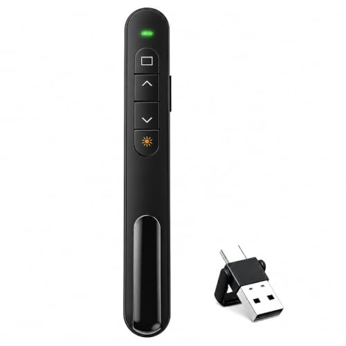 Wireless Presentation Clicker with Laser Pointer, Bluetooth Dual Mode USB Presenter Remote Control for PowerPoint, Slide Advancer Clicker for Laptop Computer