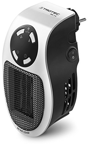 TROTEC Mini-chauffage pour prise murale TFC 1 E | Chauffage de 500 watts | 2 vitesses de ventilation | Fonction d'horloge (1−12 heures) | 10 m²/25 m³ max.