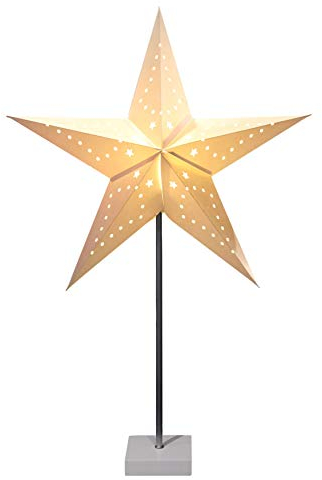 Spetebo Papier Weihnachtsstern Leuchte auf Fuß 60 cm - weiß - Stern Dekolampe für E14 Glühbirnen
