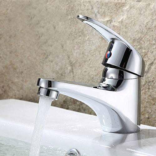 Modern Cloakroom Mini Monobloc Basin Sink Mixer Tap Brass Single Lever Round Chrome Bathroom Taps Basin Sink Monobloc Mixer Faucet Cloakroom Tap with Pop-Up Waste & 2 Hoses & Free Fixings
