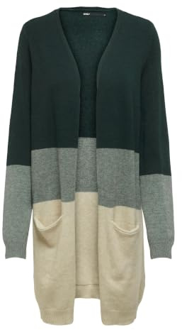 ONLY dam Cardigan-tröja Onlqueen L/S lång kofta Knt Noos , June Bug Stripes: balsam, grön , M