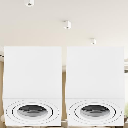 2er Set Aufbauspot GU10 schwenkbar eckig weiß - Aufbaustrahler Aluminium 230V - Deckenspot für Decke Innenräume ohne Leuchtmittel - Sweet LED