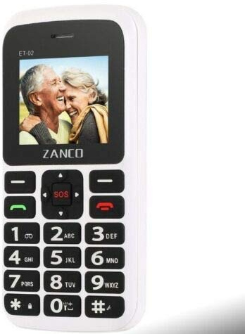 Zanco Big Button Mobile Phone Large Clear Text Simple Basic Easy To Use OAP SOS (WHITE)