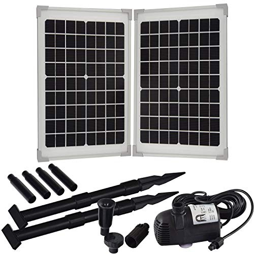 Agora-Tec® Solar Teichpumpe Set 20W | Ohne Akku | 1360l/h Fördermenge | 2,10m Fontainenhöhe | Gartenteich & Springbrunnen | monokristallin V2