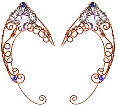 USHOBE 1 Paar Elf Ohr Manschetten Pearl Wing Ohrring Fairy Ohr Wrap Manschetten Ohrringe Crawler Ohrringe Ohrclips Ohrringe Quaste Clip- Ohrringe für Frauen Mädchen