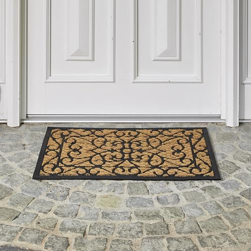 Astra Paillasson antidérapant et résistant - Tapis d'entrée Coco Deluxe en Caoutchouc et Fibres de Coco - Tapis Anti-salissures 45 x 75 cm Relief