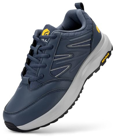 FitVille Extra Wide Mens Trainers, Outdoor Walking Hiking Shoes | Waterproof, Non-slip, Shock-absorption, Breathable Upper, Reflective Strips For Night Visibility, Low-top Sturdy Core V2