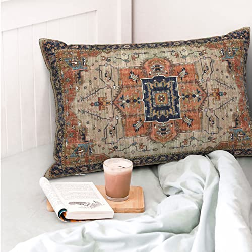 CALHogar Persischer Teppich-Kissenbezug, Terrakotta-Kissenbezug, orientalische Dekoration, Boho-Lendenkissenbezug, Boho-Wohnzimmerdekoration, Vintage-Raumdekoration, Leinenkissenbezug, 30,5 x 50,8 cm