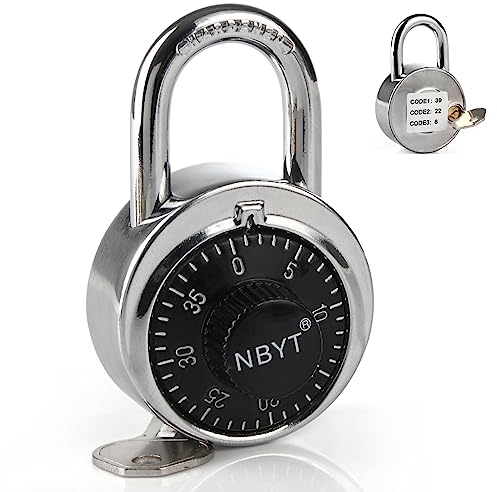 NBYT Combination Padlocks - Dial Locks for School Lockers and Gym Lockers with Key - Combo Locks, Code Locks and Padlocks with Combination Locks for Lockers - Padlock for Locker, Gym, and School