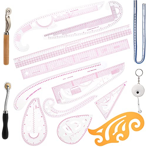 SOUJOY 15 Stück Styling Nähen Französisch Kurve Lineal Set, 15 Stile Klar Nähen Schneider Muster Herstellung Lineal, DIY Schneiden Zeichnen Werkzeug zum Nähen Schneidern Gastgeschenke