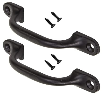 SISI UK Black Door Bows Pull Handles 4-Inch/100mm Sliding Barn Door Handle Retro Bow Shaped Garden Gate Garage Shed Cabinets Door Grab Handles with Screws Pack of 2.