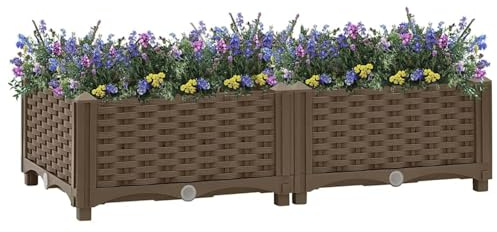 Homgoday Aiuola Rialzata in Polipropilene, Marrone, 80x40x23 cm, Perfetta per Giardino, Balcone o Patio