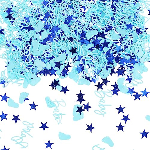 Abeillo 1000 Pieces Baby Shower Decorations Confetti - Blue Boy Party Table Scatter Confetti, Sprinkles Decor for Gender Reveal Supplies (Blue Feet) (Abeillo-543985)