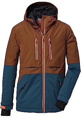killtec Jungen Skijacke/Funktionsjacke mit Kapuze und Schneefang, wasserdicht KSW 127 BYS SKI JCKT, braun, 164, 39668-000