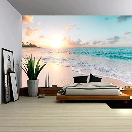 Fototapete 3D Effekt Tapete Meer Strand 3D Tapeten Wandbilder Wohnzimmer Schlafzimmer Kinderzimmer Dekoration Wanddeko