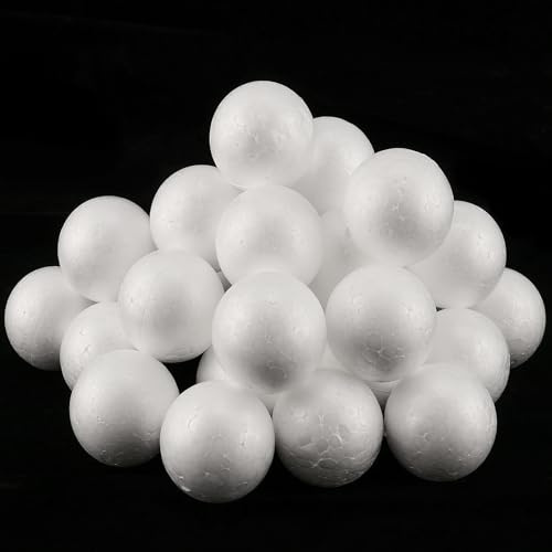 ZOENHOU 50 Stück Styroporkugeln Weiß, Durchmesser ca. 5 cm / 50mm, Bastelkugeln aus Schaumstoff zum Basteln, DIY Modellierung und Dekorieren, Styropor Kugeln Set