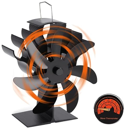 Doramier 2024 Ventilateur Poele à Bois 7 Pales Avec Thermomètre - Pour Cheminée/Gaz/Bûche/Poêle à Granulés