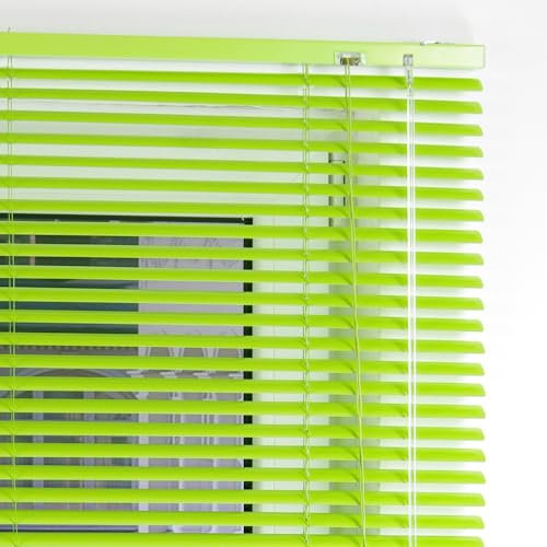 Aluminium Jalousie nach Maß, Hochwertige Maßanfertigung Alu Lamellen Jalousien Rollo Plissee, Schwarz, Weiß, Silber, Rot, Beige, Grün, Braun, Gelb, Lila, Blau, auch ohne Bohren (Grün)