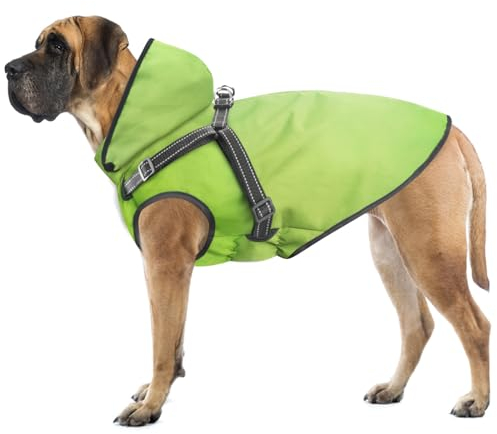 Mosucoirl Hunde Regenmantel Wasserdichter Hunde Kapuzenpullover Reflektierender Hunde Regenmantel mit Kapuze Verstellbare Regenjacke für kleine Mittelgroße und große Hunde und Welpen