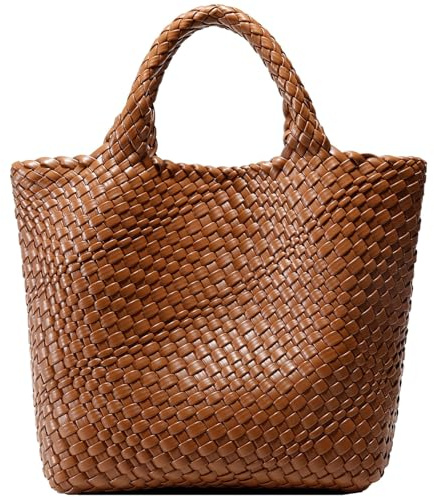 Reiseresa Damen Handtasche Tote Shopper Groß Schultertasche Umhängetasche mit 1 Clutch für Büro Schule Einkauf Reise Geschenk, Braun