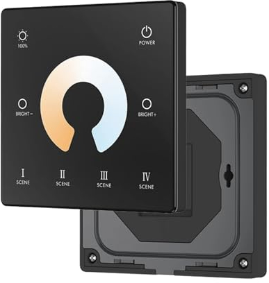 1PCS 2CH Tuya Wifi LED Dimmer 12V 24V 36V DC 2,4G RF Wireless Remote dimmer Schalter 2CH * 5A WW CW CCT Controller WT1 Alexa Dimmer(Color:TW2-B Wall Panel)
