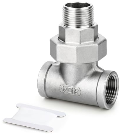 ERGAOBOY 1 Stück 3-Wege-Verschraubung mit Überwurfmutter, 1 Innengewinde x 1 Außengewinde x 1 Innengewinde Kegelgewinde, Edelstahl 304 für Wasser- und Luftleitungen, Industrie