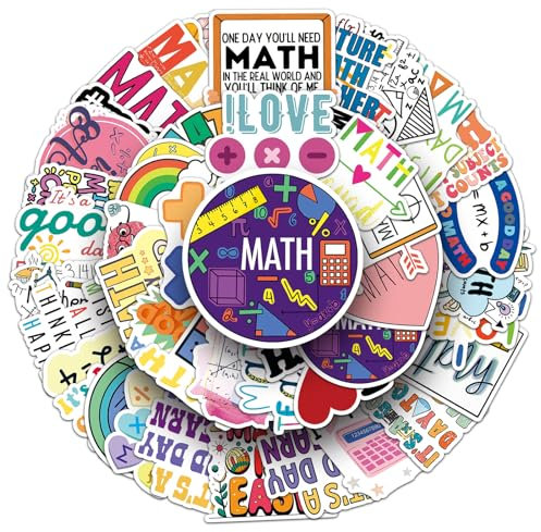 50 Pegatinas de Matemáticas Para Ordenador Portátil, Agenda, Laptop, Skate, Botella de Agua, Guitarras, Maletas, Equipajes, Coches y Bicicletas - Impermeables de Vinilo