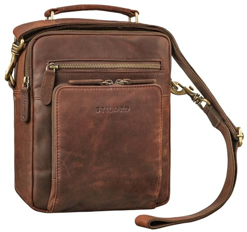 STILORD Nelio Stilvolle Umhängetasche Herren Leder mit Henkel Crossbody Bag zum Umhängen Kleine Herrentasche 10,1 Zoll Tablet Vintage Schultertasche Klein Echtleder Farbe:zamora - braun