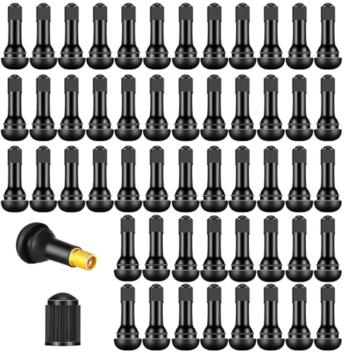Scettar 110 Pcs Valve Pneu Voiture TR413, Valve de Vide de Pneu Tubeless(46mm),Valves en Caoutchouc Snap-in Jantes,Convient pour Les Voitures, Motos et vélos