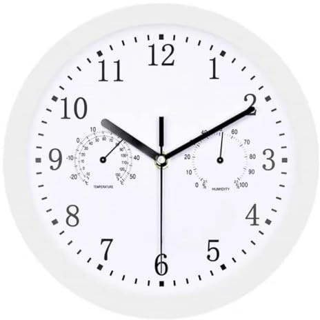 Wasserdichte Uhr Für Den Außenbereich – Outdoor-Uhr Mit Hygrometer, Wasserdicht, 25,4 Cm, Geräuschlos, Rund, Batteriebetrieben, Leicht Ablesbare Dekoration, Badezimmer, Terrassenuhr, Für Terrasse, Ver