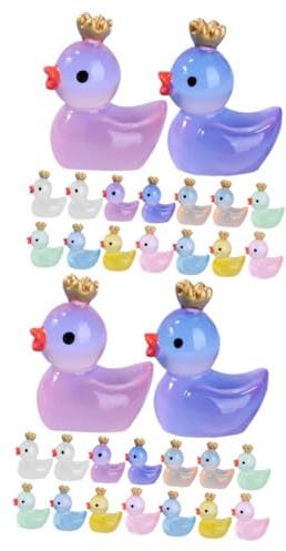 UPKOCH 32stücke Miniatur Enten Figuren Mit Leuchtenden Kronen Resin Deko Für Mikro-landschaften Mooslandschaft Und Kreative Wohnakzente Farben Gemischt