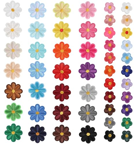 sdhiiolp 50 Stück Patches zum Aufbügeln,4cm & 2,5cm Blumen Aufbügelflicken | Aufnäher zum Aufbügeln Bügelbilder Erwachsene für Textilien Gänseblümchen Blume für Jeans Hut Diy-Zubehör Kleidung Rucksäcke