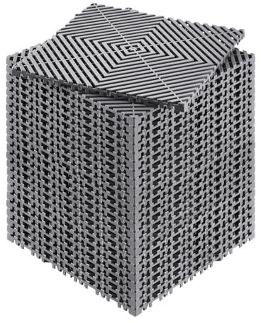 VEVOR Interlocking Drainage Mat, 12” x 12” Modular Interlocking Cushion, 24 Pcs Splicing Drainage Mats, Non-Slip Gray PP Drainage Floor Tile and Shower Mat, for Garage, Garden, Kitchen & Outdoor