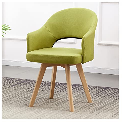 Mid Century Moderner Drehstuhl mit Holzbeinen, bequemer Stoff, gepolsterter Sessel für Zuhause, Büro, Arbeitszimmer, Konferenzraum, kleiner Platz, Schreibtischstuhl, Grün